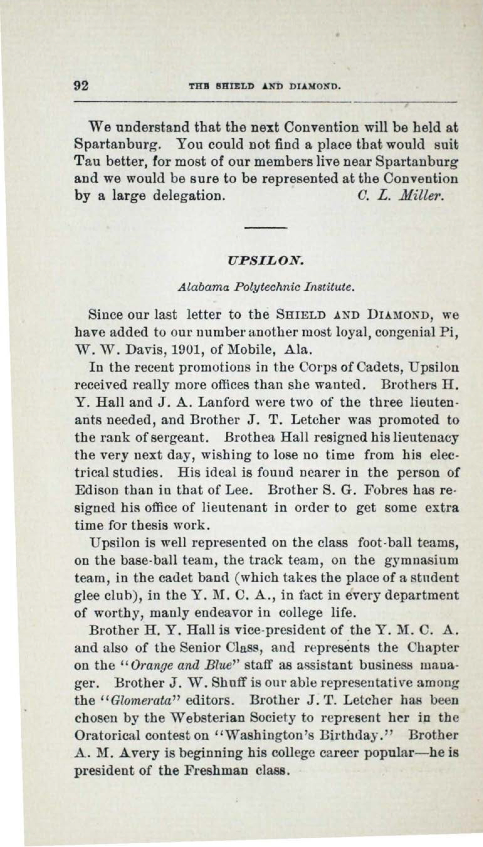 Upsilon, February 1900